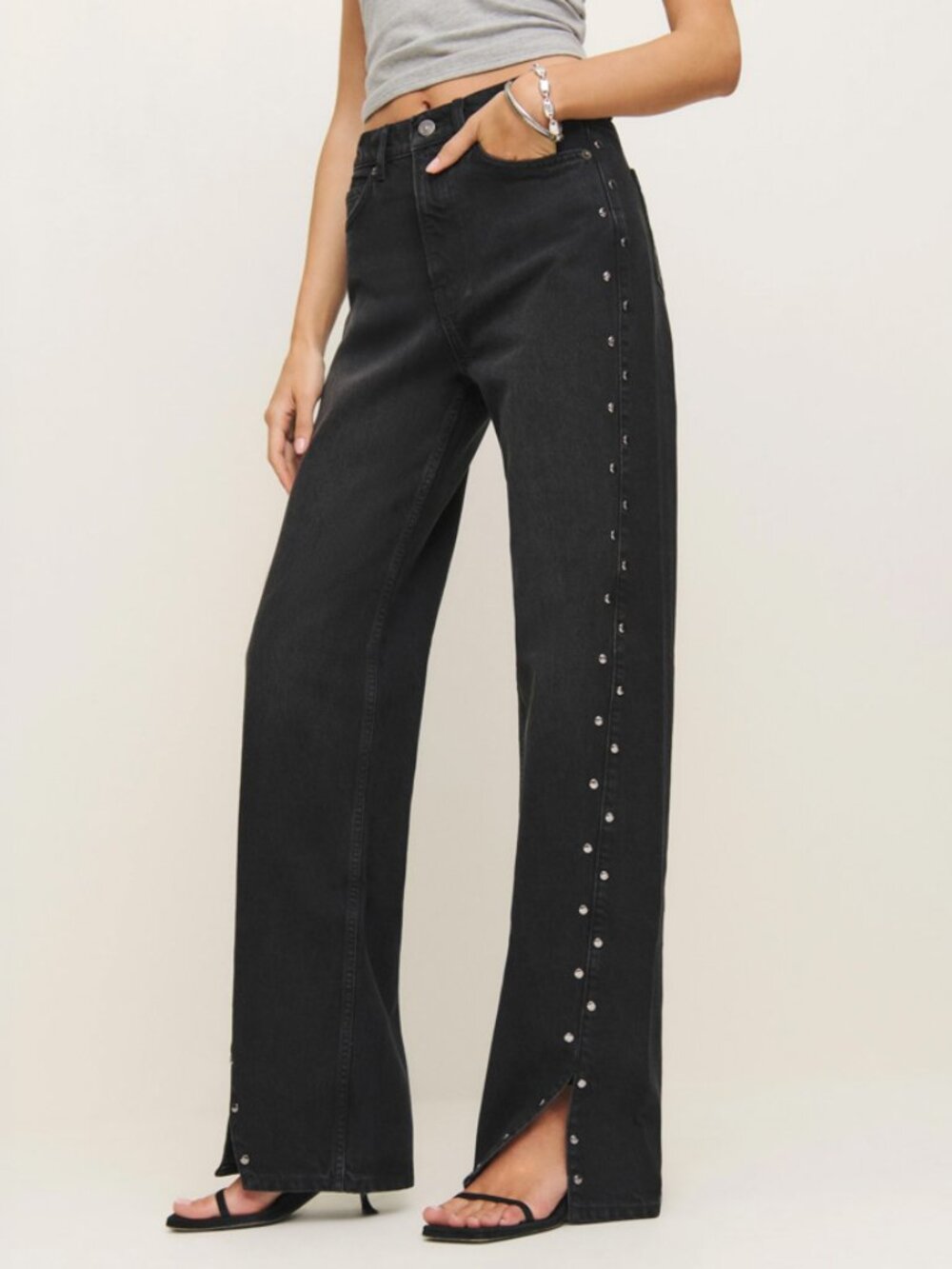 Reformation Cary Vana StuddeHigh Rise Straight Leg Jeans Size 31